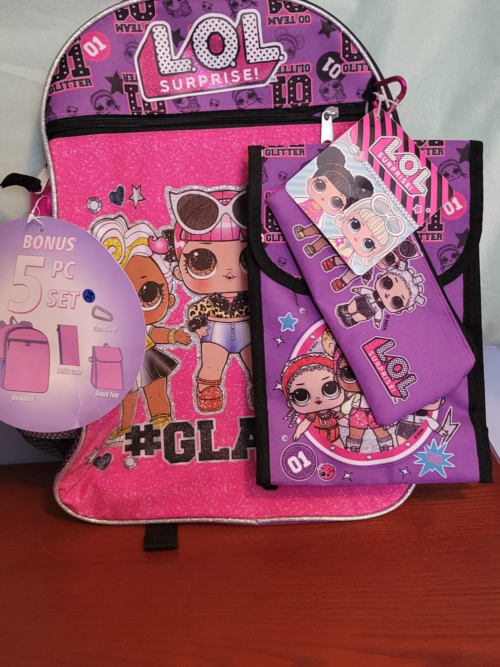 L.O.L. Surprise! Kids 5-Piece Backpack Set - Pink & Purple